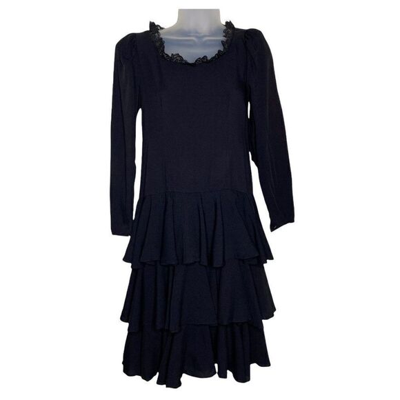 Candi Jones Prairie Mini Dress Black Ruffled - Picture 1 of 9